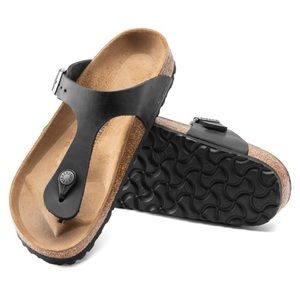 Birkenstock Gizeh Oiled Leather Black Thong Sandals